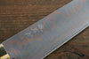 Takeshi Saji Blue Steel No.2 Colored Damascus Gyuto 240mm Brown Cow Bone Handle - Seisuke Knife