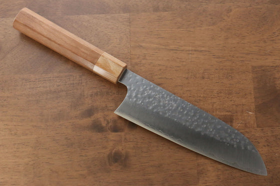 Makoto Kurosaki SPG2 Hammered(Maru) Santoku 165mm Cherry Blossoms Handle - Seisuke Knife