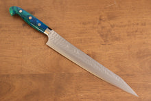  Yu Kurosaki Senko Ei SG2 Hammered Sujihiki 240mm Blue Green Acrylic Handle - Seisuke Knife