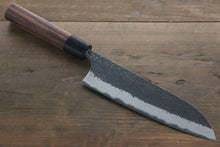  Yu Kurosaki Blue Super Clad Hammered Kurouchi Santoku Japanese Chef Knife 180mm - Seisuke Knife