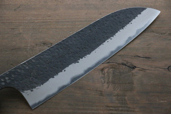 Yu Kurosaki Blue Super Clad Hammered Kurouchi Santoku Japanese Chef Knife 180mm - Seisuke Knife