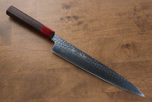  Yu Kurosaki Senko SG2 Hammered Sujihiki 240mm Shitan (ferrule: Red Pakka wood) Handle - Seisuke Knife