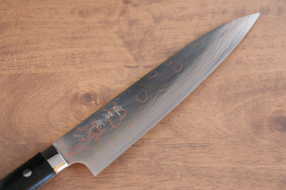 Takeshi Saji Blue Steel No.2 Colored Damascus Gyuto 210mm Black Micarta Handle - Seisuke Knife