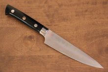  Takeshi Saji Blue Steel No.2 Colored Damascus Petty-Utility 135mm Black Micarta Handle - Seisuke Knife