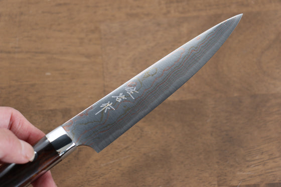 Takeshi Saji Blue Steel No.2 Colored Damascus Petty-Utility 135mm Ironwood Handle - Seisuke Knife