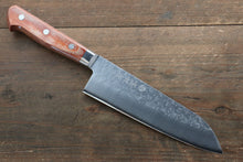 Takamura Knives Chromax Steel Hammered Santoku  170mm with Brown Pakka wood Handle - Seisuke Knife