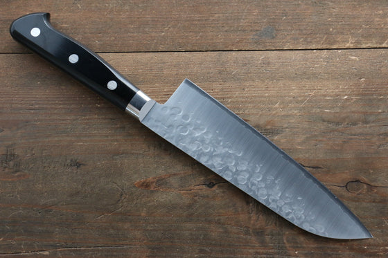 Takamura Knives VG10 Hammered Santoku Japanese Knife 170mm with Black Pakkawood Handle - Seisuke Knife