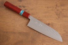 Yu Kurosaki Senko SG2 Hammered Santoku 165mm with Padauk & Turquoise Handle - Seisuke Knife