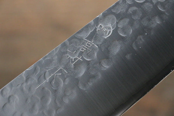 Takamura Knives VG10 Hammered Santoku Japanese Knife 170mm with Black Pakkawood Handle - Seisuke Knife