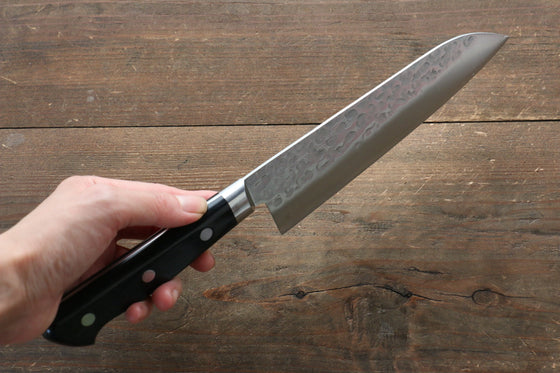 Takamura Knives VG10 Hammered Santoku  170mm with Black Pakkawood Handle - Seisuke Knife