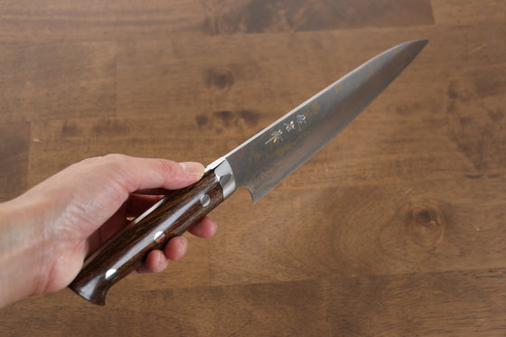Takeshi Saji Blue Steel No.2 Colored Damascus Gyuto 180mm Ironwood Handle - Seisuke Knife