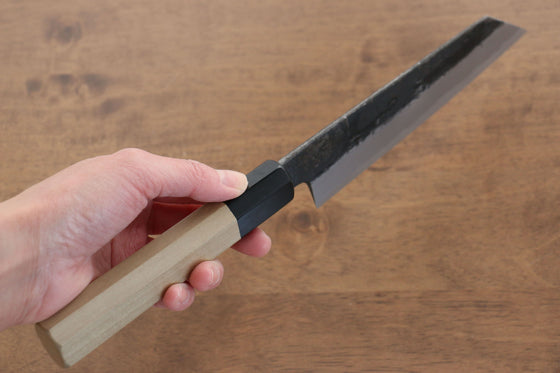 Kikuzuki White Steel No.2 Black Finished Kiritsuke Santoku 180mm with Magnolia Handle - Seisuke Knife