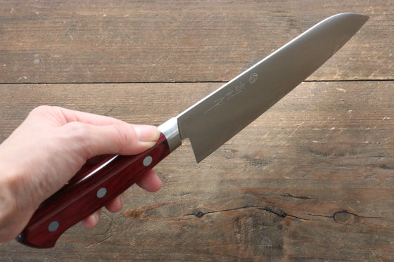 Takamura Knives R2/SG2 Santoku 170mm with Red Pakkawood Handle - Seisuke Knife