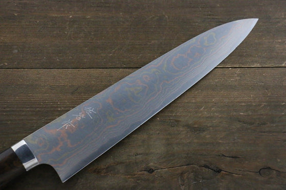 Takeshi Saji Blue Steel No.2 Colored Damascus Gyuto  240mm Ironwood Handle - Seisuke Knife