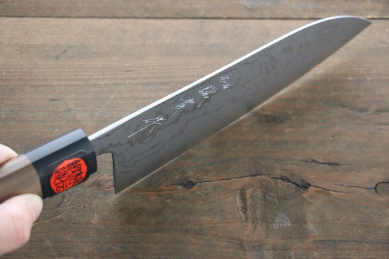 Shigeki Tanaka Blue Steel No.2 Damascus Santoku 165mm Walnut Handle - Seisuke Knife