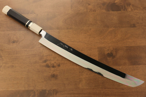 Jikko Silver Steel No.3 Sakimaru Yanagiba 360mm Ebony with Ring Handle - Seisuke Knife