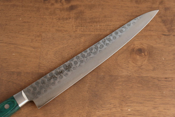 Sakai Takayuki VG10 17 Layer Damascus Sujihiki 240mm Green Pakka wood Handle - Seisuke Knife