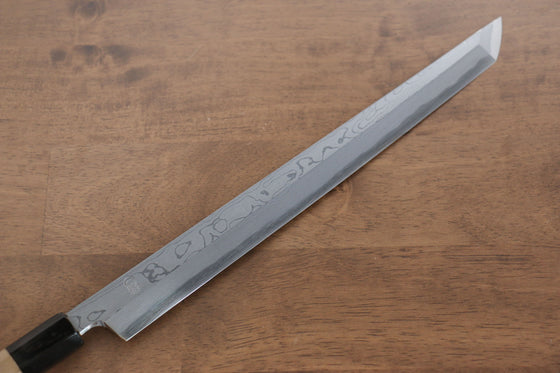 Kikuzuki Blue Steel No.1 Damascus Sakimaru Takohiki 300mm Magnolia Handle - Seisuke Knife