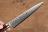 Seisuke Mokusei ZA-18 Mirrored Finish Damascus Petty-Utility 135mm Brown Pakka wood Handle - Seisuke Knife
