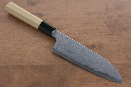 Kikuzuki Blue Steel No.1 Damascus Santoku 180mm Magnolia Handle - Seisuke Knife