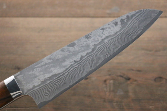 Takeshi Saji VG10 Black Damascus Santoku Japanese Knife 180mm Ironwood Handle - Seisuke Knife