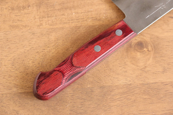 Nao Yamamoto Silver Steel No.3 Nashiji Santoku 180mm with Red Pakkawood Handle - Seisuke Knife