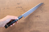 Jikko Blue Steel Damascus Kiritsuke Gyuto  210mm Ebony with Double Ring Handle - Seisuke Knife