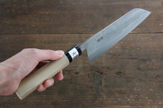 Fujiwara Teruyasu White Steel No.1 Nashiji Santoku 180mm with Magnolia Handle - Seisuke Knife