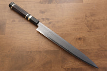  Jikko Blue Steel Damascus Sujihiki Japanese Knife 300mm Ebony with Double Ring Handle - Seisuke Knife