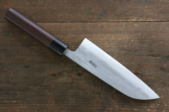 Fujiwara Teruyasu White Steel No.1 Nashiji Santoku 165mm with shitan Handle - Seisuke Knife