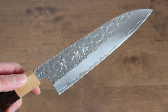 Yu Kurosaki Senko R2/SG2 Hammered Small Santoku 150mm Shitan (ferrule: Honduras) Handle - Seisuke Knife