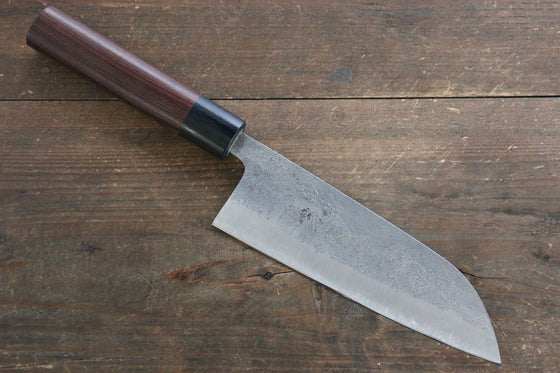 Fujiwara Teruyasu White Steel No.1 Nashiji Santoku 165mm with shitan Handle - Seisuke Knife