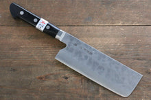  Fujiwara Teruyasu Maboroshi White Steel No.1 Nashiji Hammered Nakiri Japanese Knife 150mm with Black Pakkawood Handle - Seisuke Knife