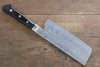 Fujiwara Teruyasu Maboroshi White Steel No.1 Nashiji Hammered Nakiri  150mm with Black Pakkawood Handle - Seisuke Knife