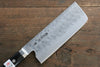 Fujiwara Teruyasu Maboroshi White Steel No.1 Nashiji Hammered Nakiri  150mm with Black Pakkawood Handle - Seisuke Knife