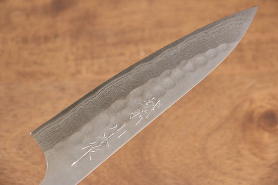 Nao Yamamoto Silver Steel No.3 Nashiji Hammered Damascus Petty-Utility 135mm Shitan Handle - Seisuke Knife