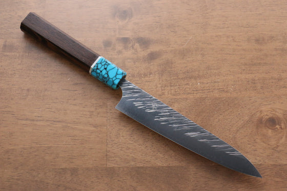 Yu Kurosaki Fujin SPG2 Hammered Damascus Petty-Utility 150mm Wenge(ferrule: Turquoise with Ring) Handle - Seisuke Knife