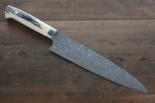  Takeshi Saji SG2 Black Damascus Gyuto 210mm Cow Bone Handle - Seisuke Knife