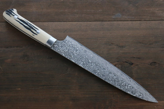 Takeshi Saji R2/SG2 Black Damascus Gyuto Japanese Chef Knife 210mm with Deer Horn handle - Seisuke Knife
