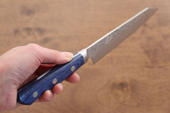 Seisuke Blue Steel No.2 Nashiji Kiritsuke Petty-Utility 145mm Blue Pakka wood Handle - Seisuke Knife