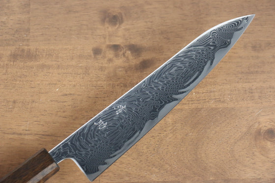 Seisuke Nami AUS10 Mirrored Finish Damascus Gyuto 210mm with Oak Handle - Seisuke Knife