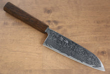  Seisuke Nami AUS10 Mirrored Finish Damascus Santoku 165mm with Oak Handle - Seisuke Knife