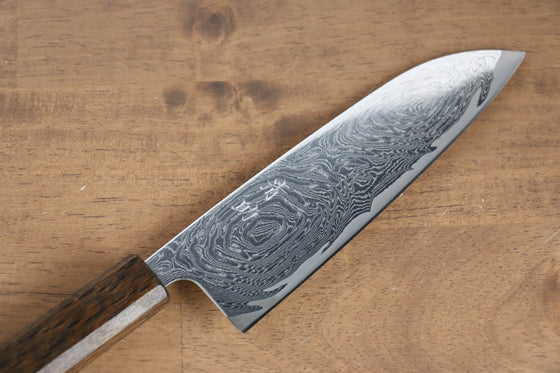 Seisuke Nami AUS10 Mirrored Finish Damascus Santoku Japanese Knife 165mm with Oak Handle - Seisuke Knife