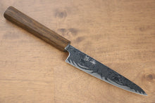  Seisuke Nami AUS10 Mirrored Finish Damascus Petty-Utility Japanese Knife 135mm with Oak Handle - Seisuke Knife