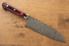 Yoshimi Kato R2/SG2 Damascus Santoku  180mm Red and Black Pakkawood Handle - Seisuke Knife