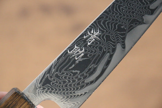 Seisuke Nami AUS10 Mirrored Finish Damascus Petty-Utility  135mm with Oak Handle - Seisuke Knife