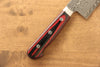 Yoshimi Kato SG2 Damascus Santoku 180mm Red and Black Pakkawood Handle - Seisuke Knife