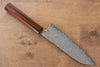 Yoshimi Kato R2/SG2 Damascus Santoku Japanese Knife 180mm with Lacquered Sugi Cedar Wood Handle - Seisuke Knife