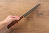 Yoshimi Kato R2/SG2 Damascus Santoku Japanese Knife 180mm with Lacquered Sugi Cedar Wood Handle - Seisuke Knife
