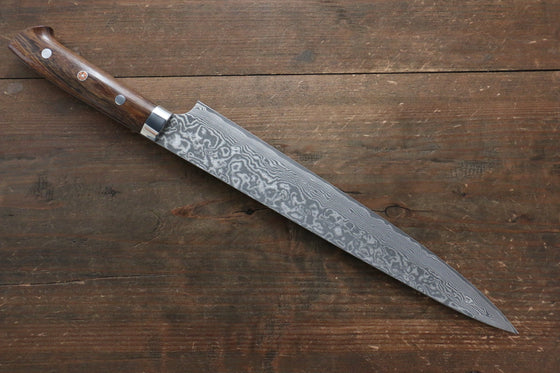 Takeshi Saji R2/SG2 Black Damascus Sujihiki Japanese Knife 270mm Ironwood Handle - Seisuke Knife